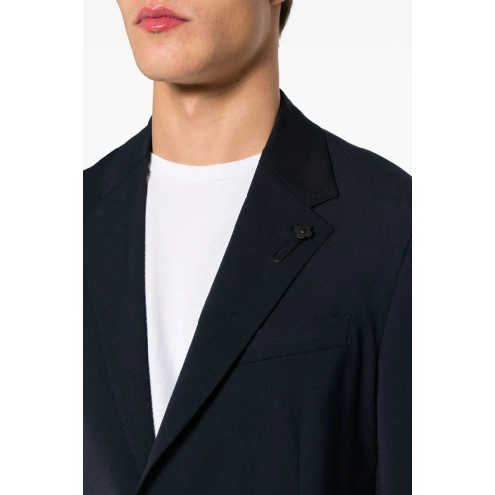 Lardini Blauwe Jurk met Logo Applicatie Klassieke Stijl Blue Heren