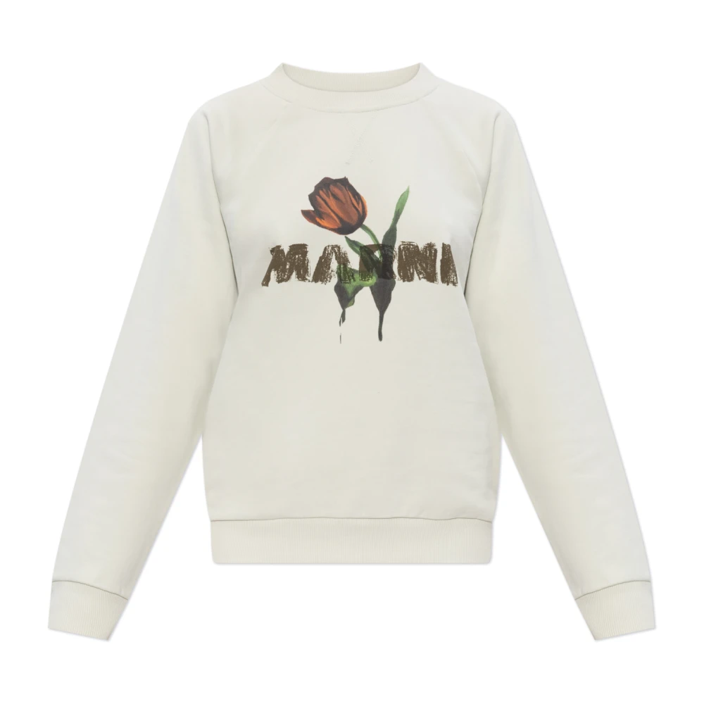 Marni Women's Beige Sweatshirts,, Sweatshirt With Logo 4XS