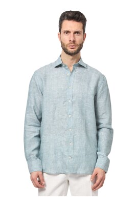 chemise-verte-en-lin-col-classique