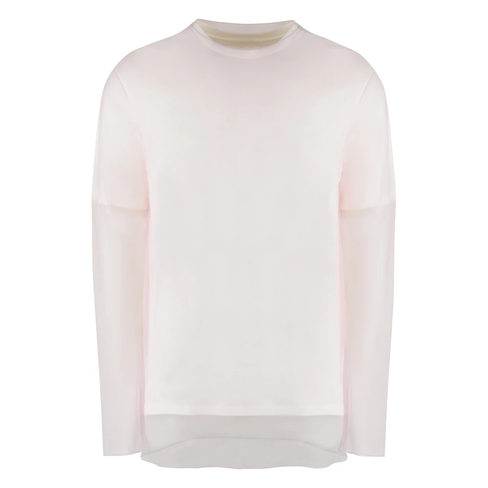 Jil Sander Men's White Sweatshirts, S, Layered Cotton T-Shirt