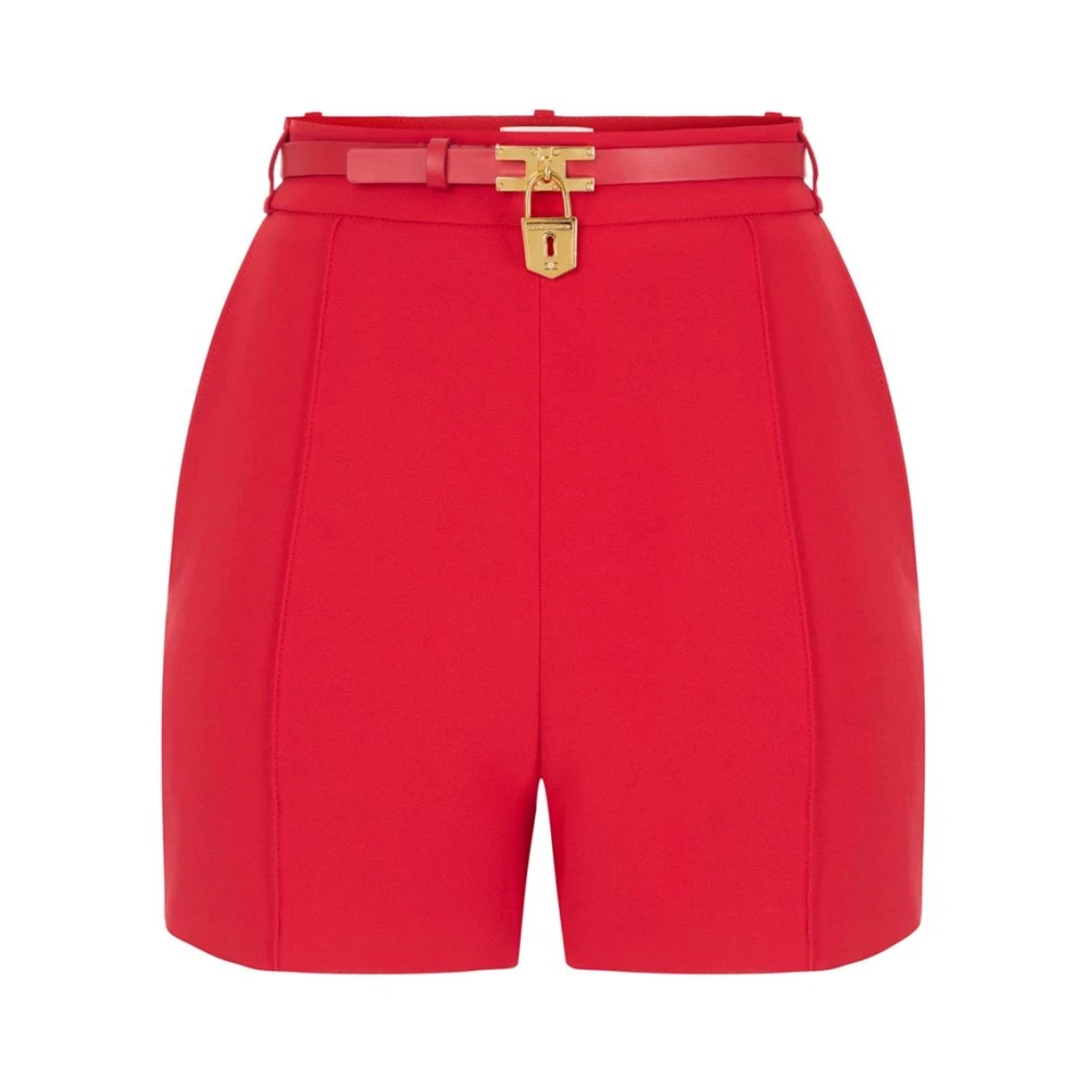 Elisabetta Franchi , Short Shorts, Female, Red, Xs, Lightweight Crêpe Shorts