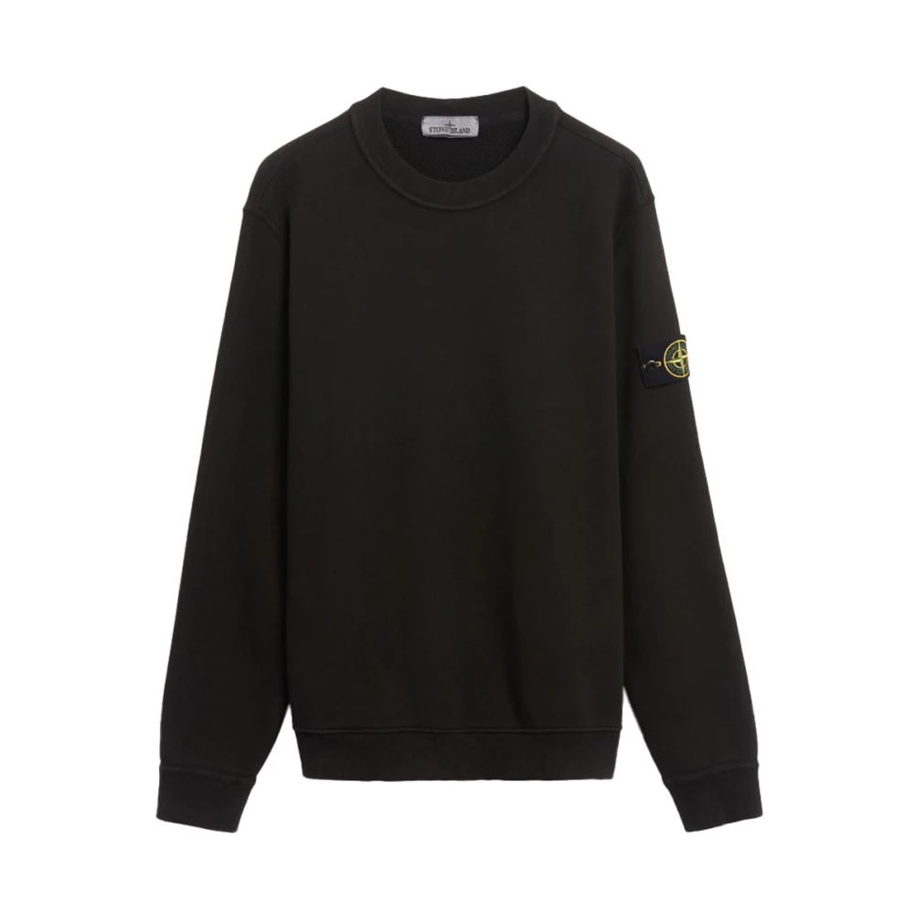 Stone Island , Sweatshirts, Male, Black, L, Cotton Crewneck Sweatshirt