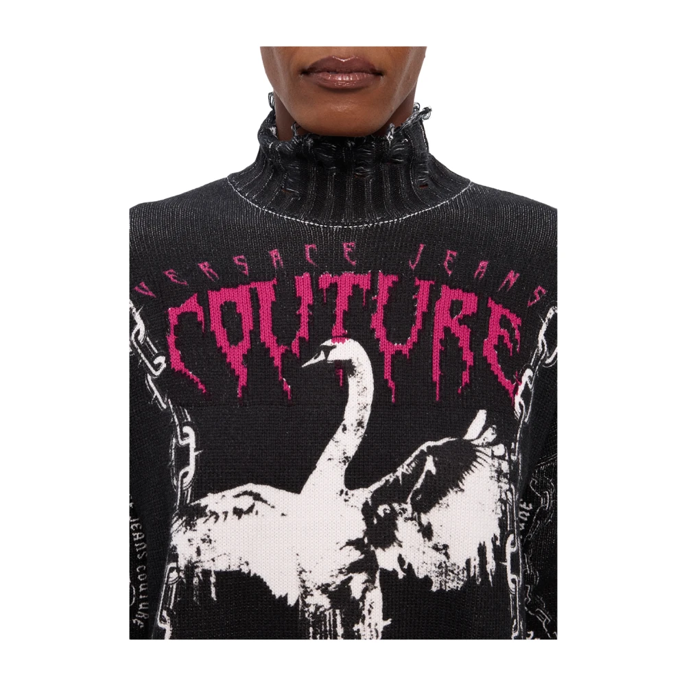 Versace Jeans Couture Goth Print Sweater Black Dames