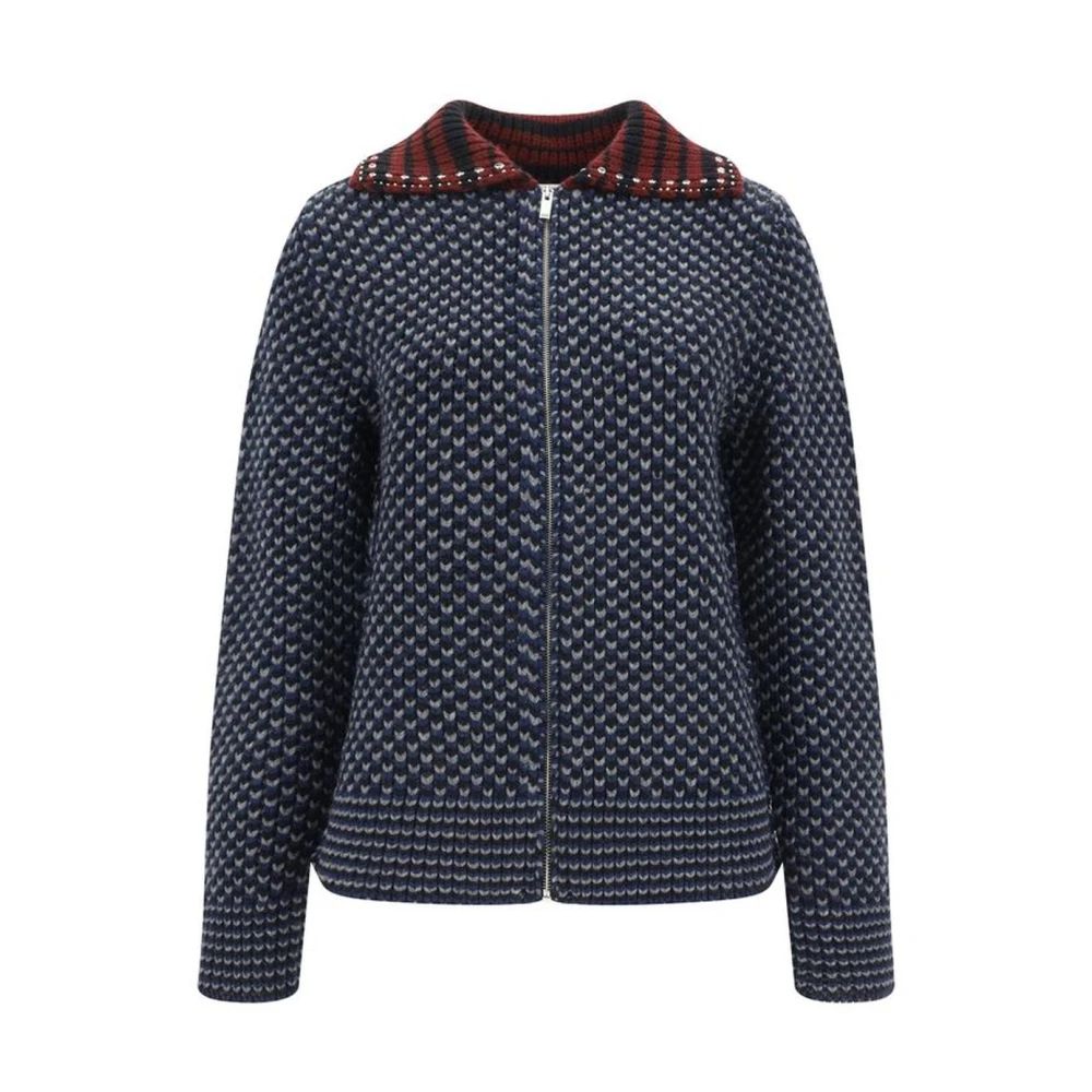 Valentino Wollen gebreid jack met juweelversierde kraag Multicolor Heren