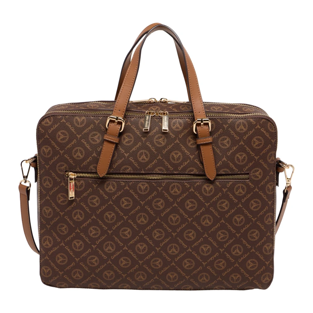carlo colucci Professionele Business Tas met Logo Print Brown Heren