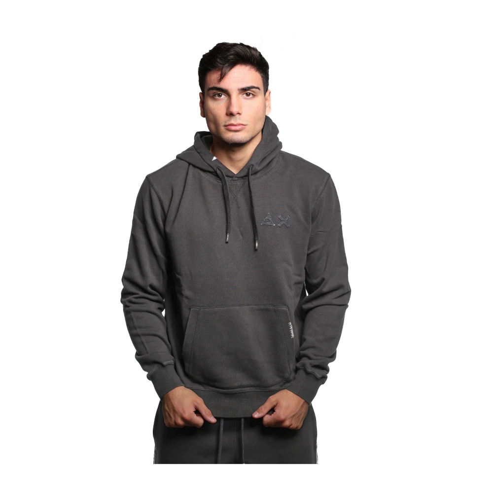 Sun68 Zwarte Katoenen Hoodie met Logodetail Gray Heren