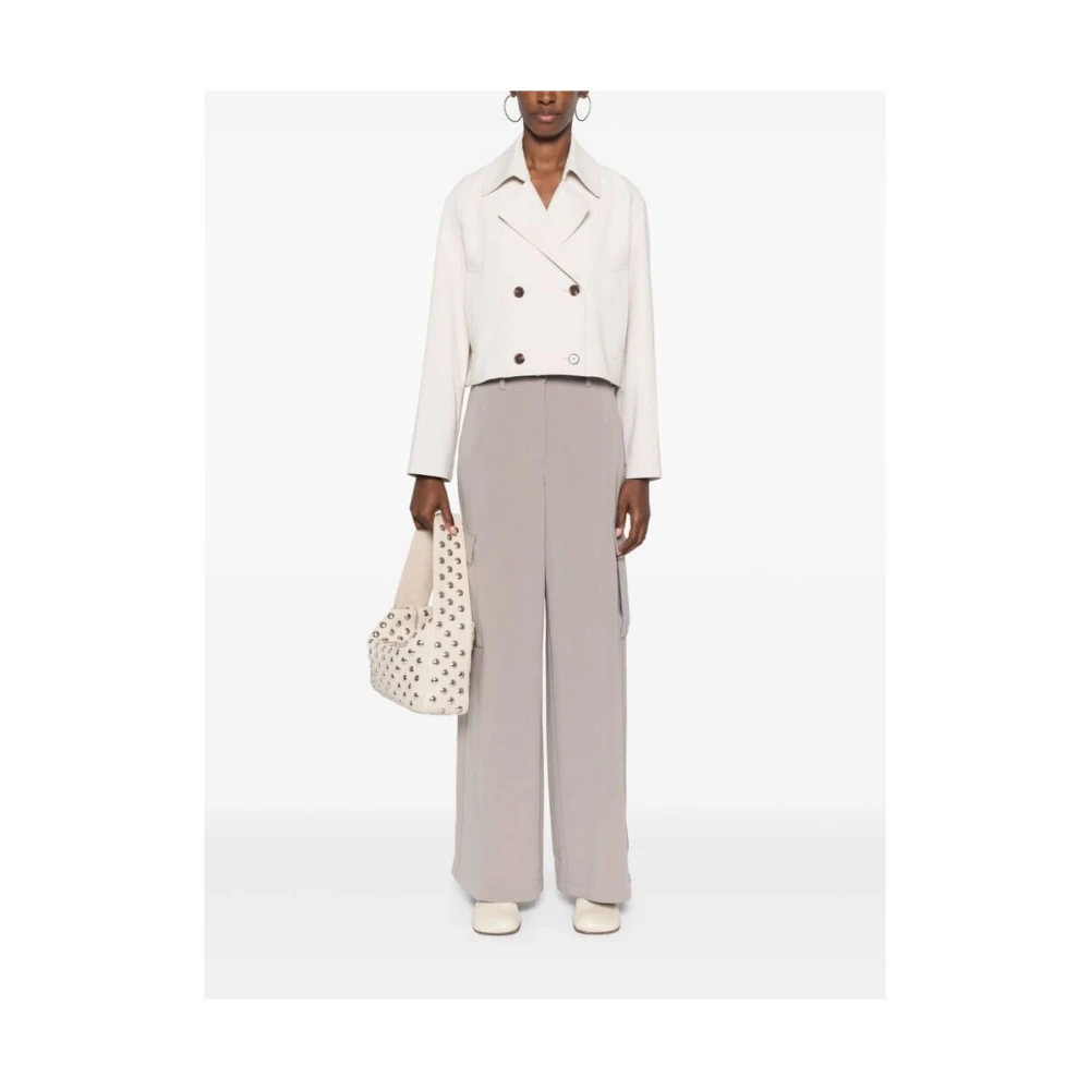 Theory Taupe Bruine Wide Leg Cargo Broek Gray Dames