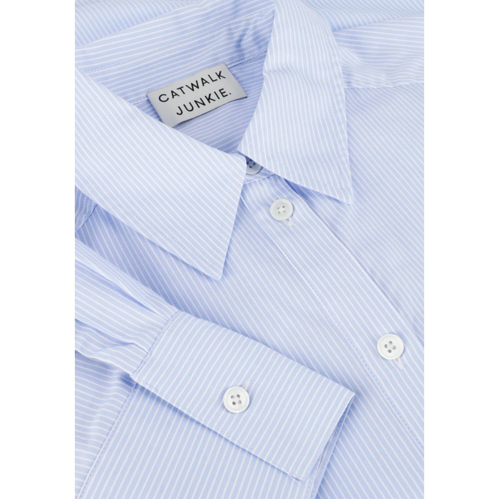 Catwalk Junkie Blauwe Open Shoulder Blouse Blue Dames