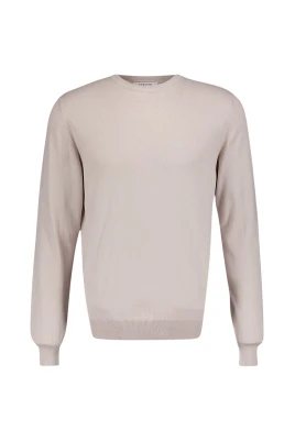 Beige Bomullstickad Tröja