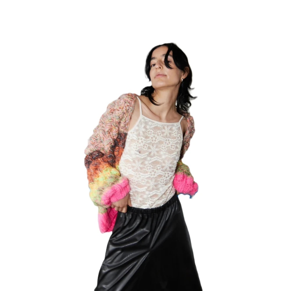 Dawn x Dare Regenboog Mohair Bubble Gebreide Vest Multicolor Dames
