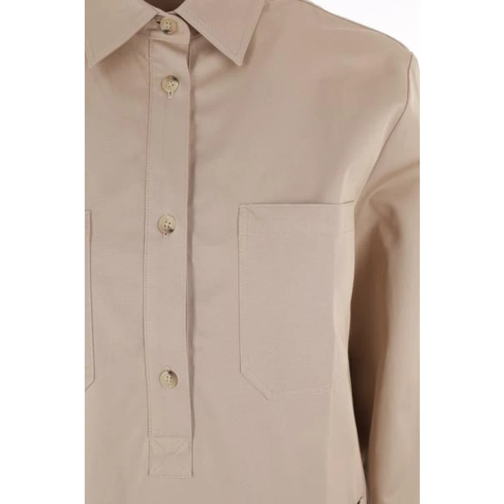 TotêMe Beige Organisch Katoenen Twill Overhemd Beige Dames