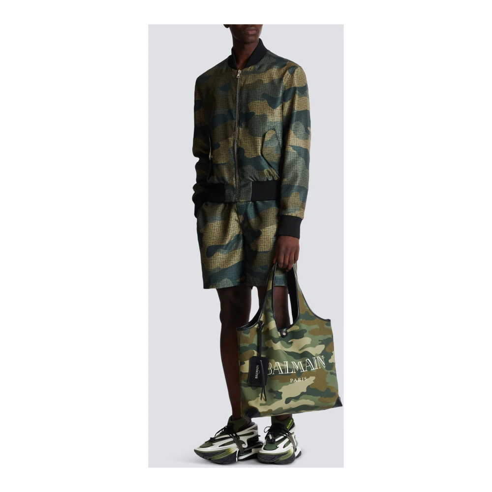 Balmain Camouflage monogram Shantung bomberjack Green Heren