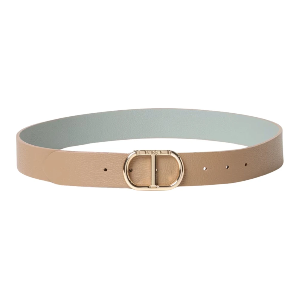 Twinset Omkeerbare Lage Taille Leren Riem Beige Dames