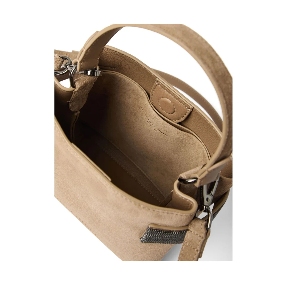 BRUNELLO CUCINELLI Bruine Schoudertas met Magnetische Sluiting Brown Dames