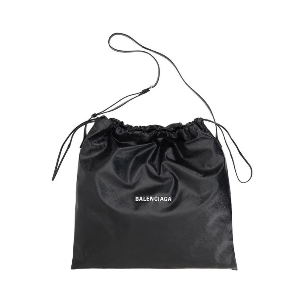 Balenciaga Shopper Tas met Trekkoordsluiting en Verstelbare Band Black Heren