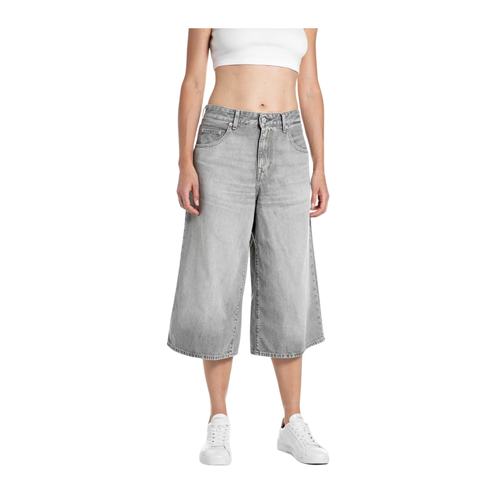 Replay Vrouw Grijs Jeans Dames, W24, Wide Jeans