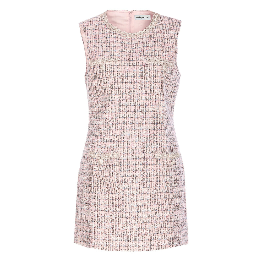 ||SALE|| Self-Portrait >> ピンクメタリックニットミニドレス Cream Jacquard Mini Dress – self-portrait-US