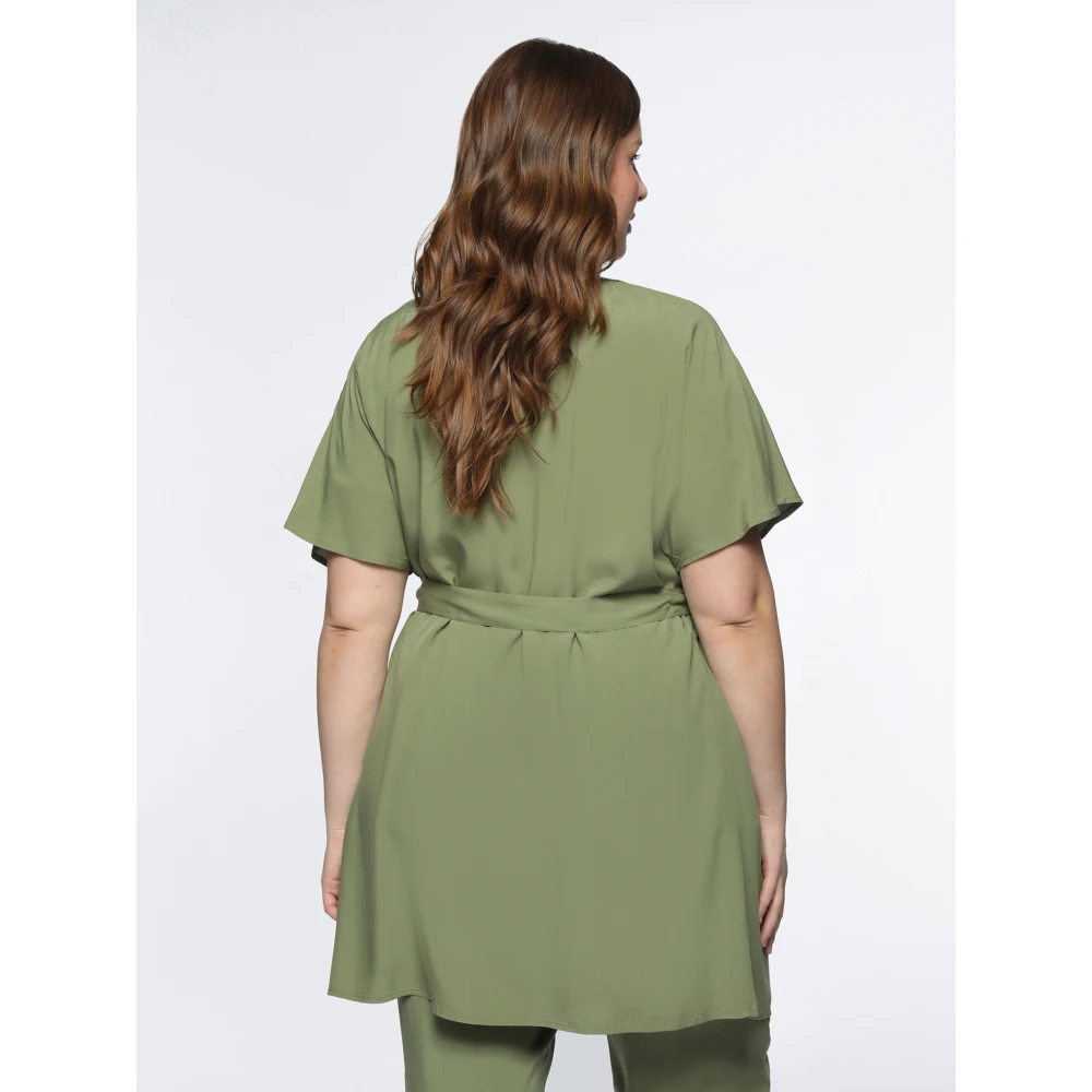 Fiorella Rubino Lange Blouse met Riem van Ecovero™ Viscose Green Dames