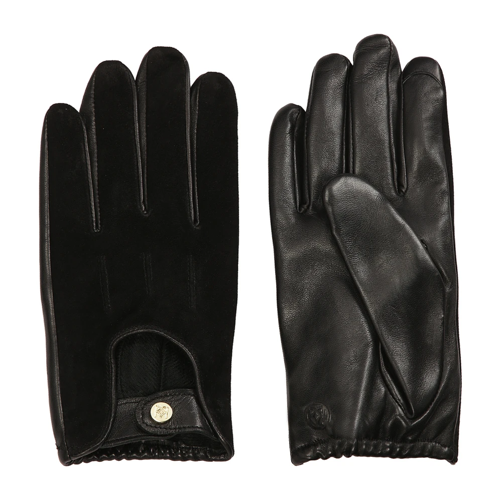 Kazar Zwarte handschoenen gemaakt van twee soorten leer Black Dames