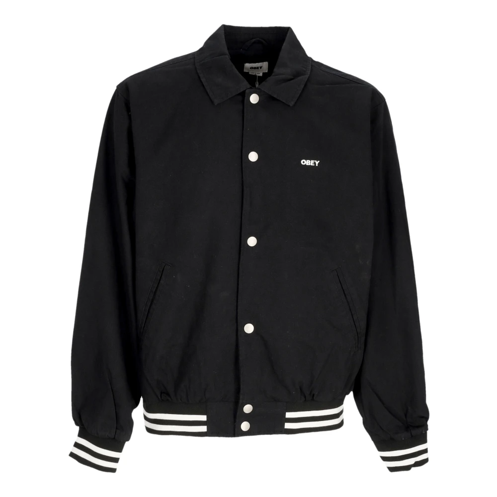 Obey Black Bomber Jackets, Male, Xl, Icon Face Varsity Jacket
