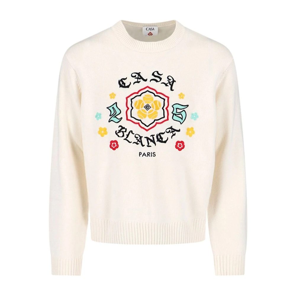 Casablanca Men's White Maglia - Round-Neck Knitwear - L - Knitwear