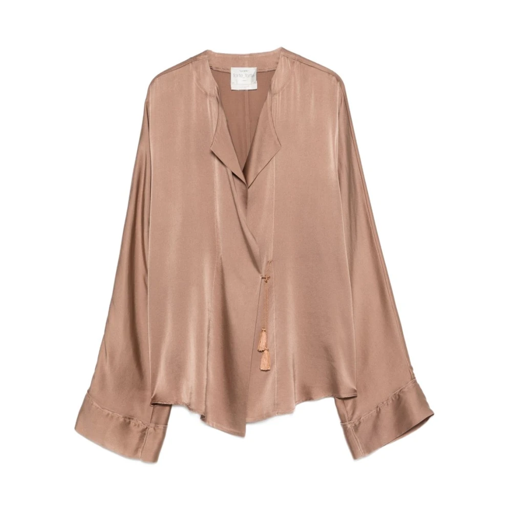 Forte Forte Women's Brown Tassel V-Neck Top - Blouses - Xs - Blouses & Shirts