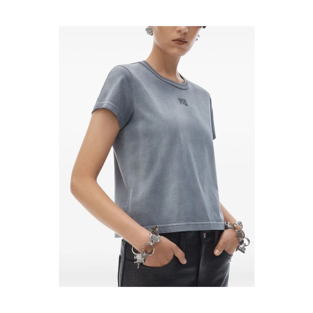 T by Alexander Wang Grijze Logo Print Crew Neck T-shirt Gray Dames