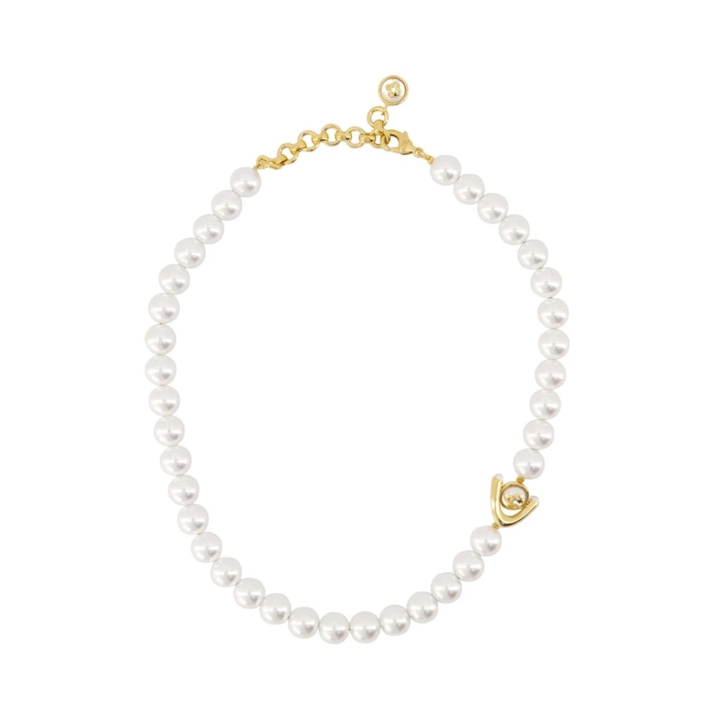 Casablanca Lotus Pearl Necklace - Female - Necklaces - White - One Size - Accessories