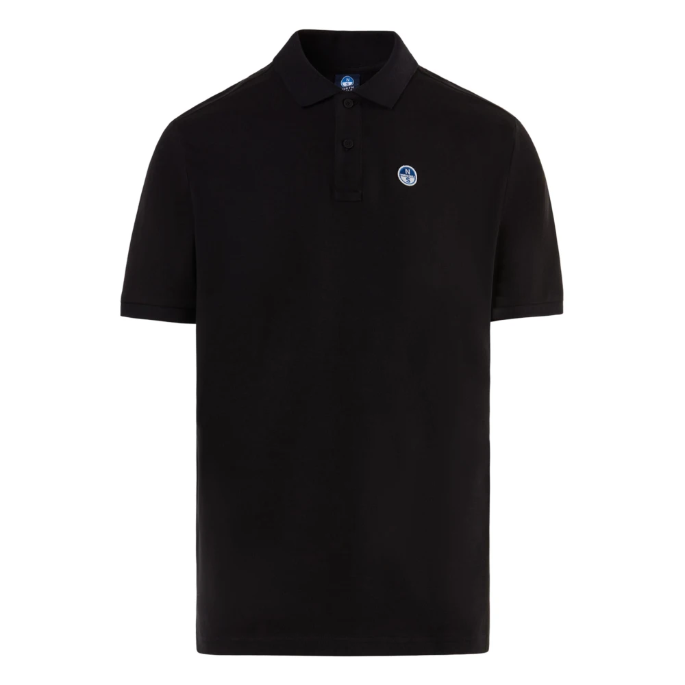 North Sails Men's Black Cotton Polo Shirt With Felt Logo