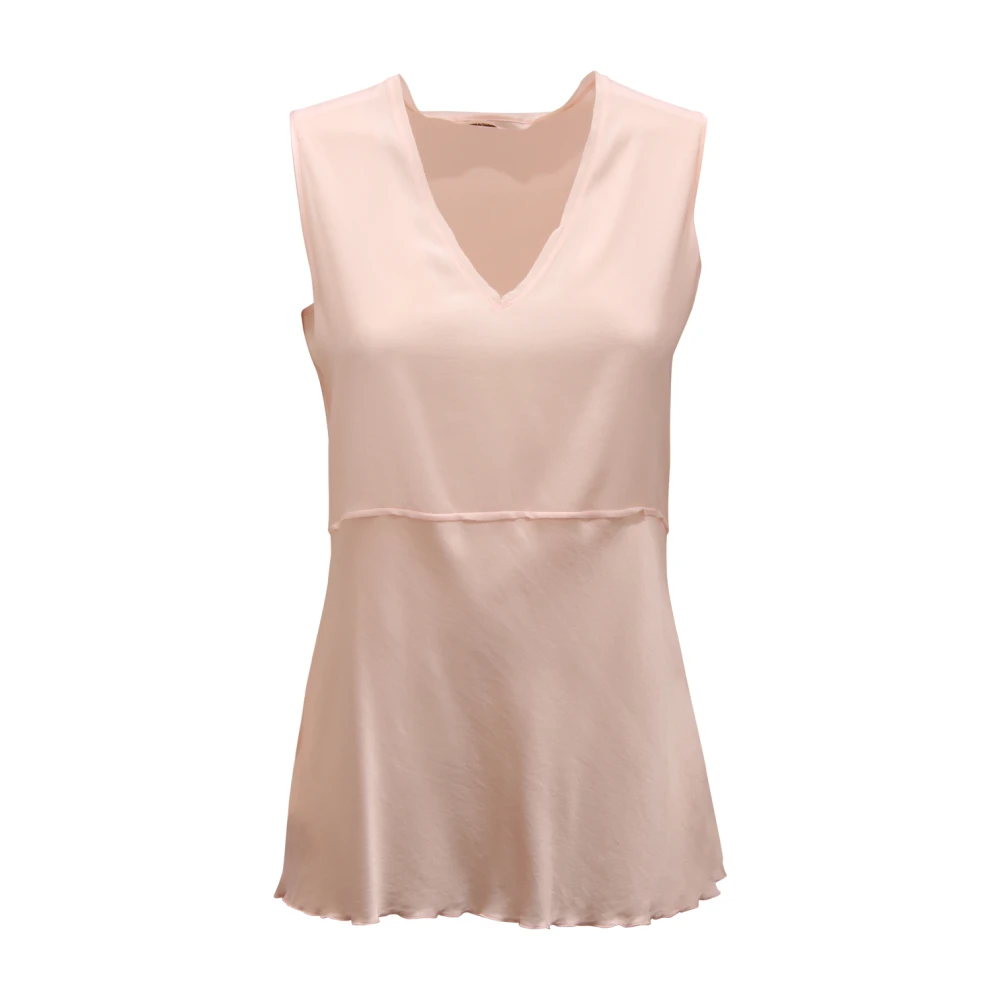 Kangra Women's Pink Silk Sleeveless Top Made In Italy