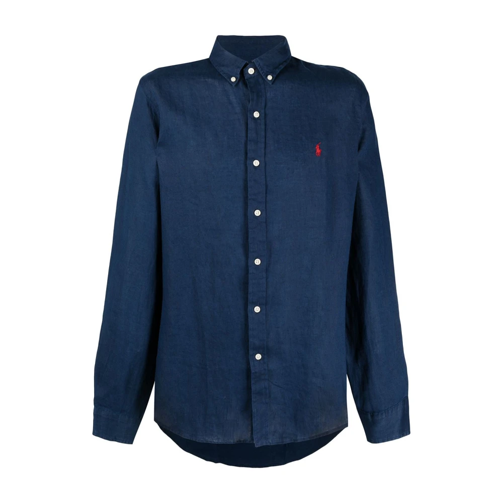 Polo Ralph Lauren Blå Linne Casual Skjorta Blue, Herr