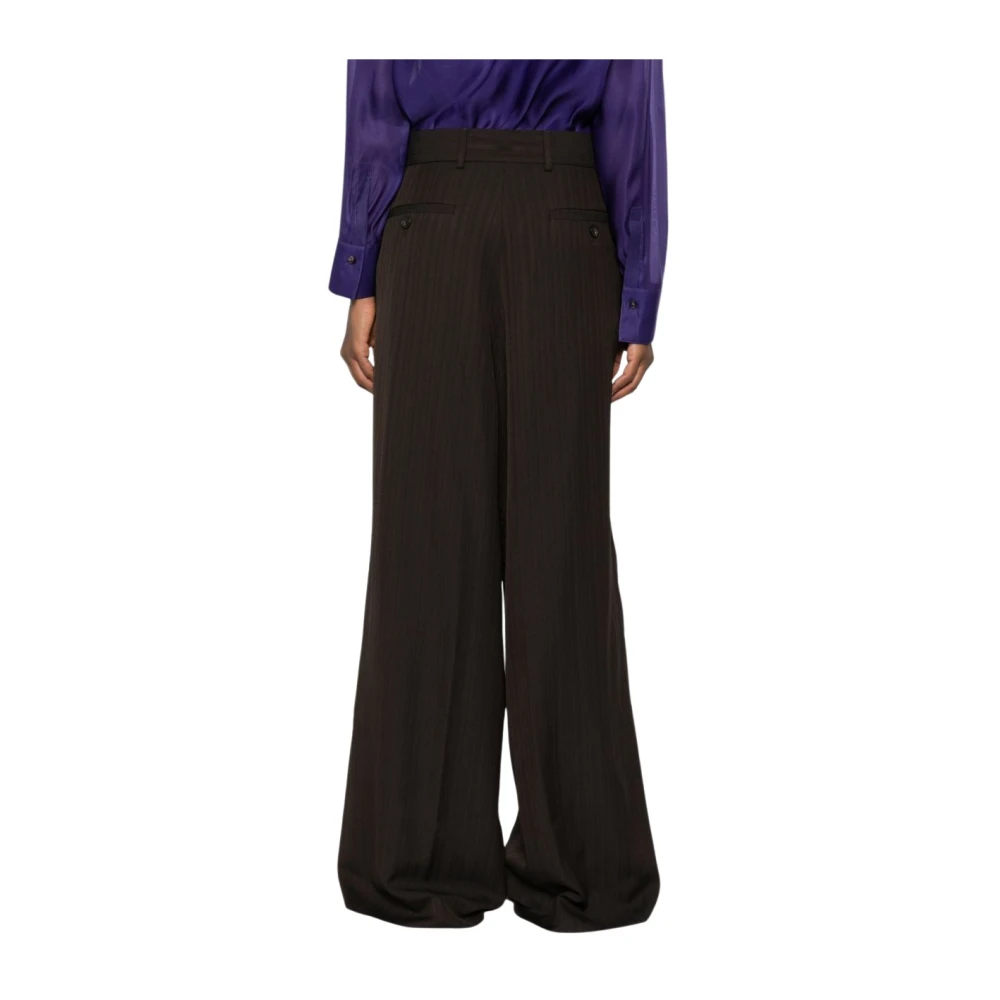 Dries Van Noten Donna Marrone - Pantaloni A Gamba Larga - Trousers - M