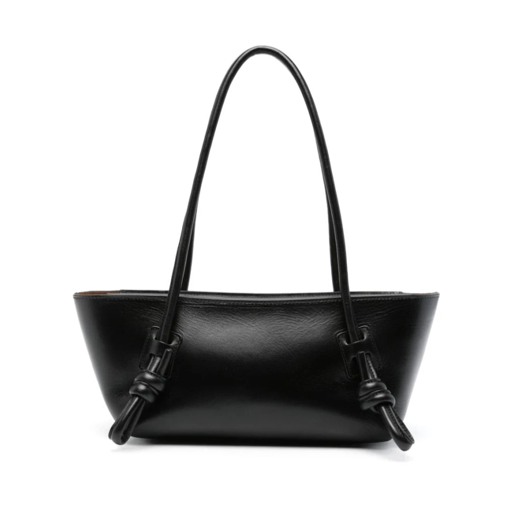 Hereu Zwarte Leren Schoudertas Black Dames