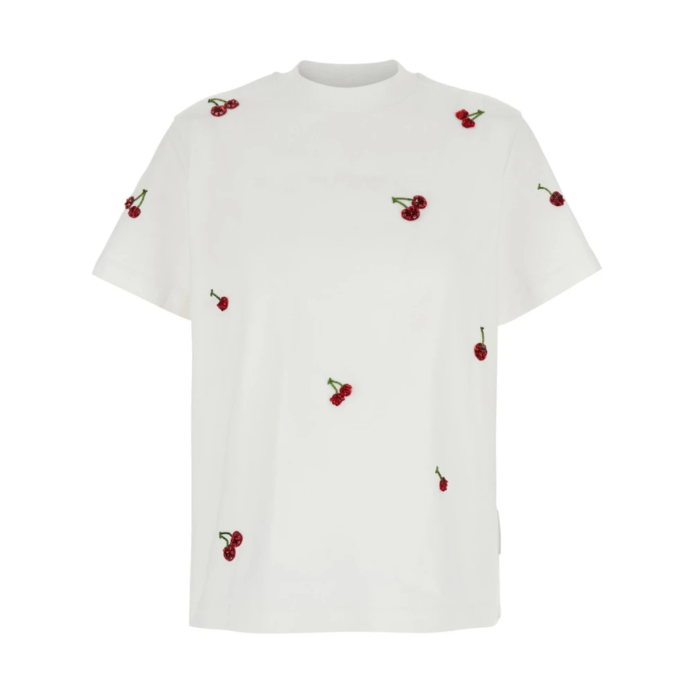 DES Phemmes Witte T-shirt met kersen pailletten voor vrouw White Dames