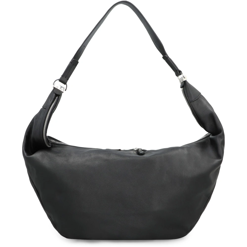 Rhude Gegranuleerde Leren Messenger Bag met Rits Black Heren