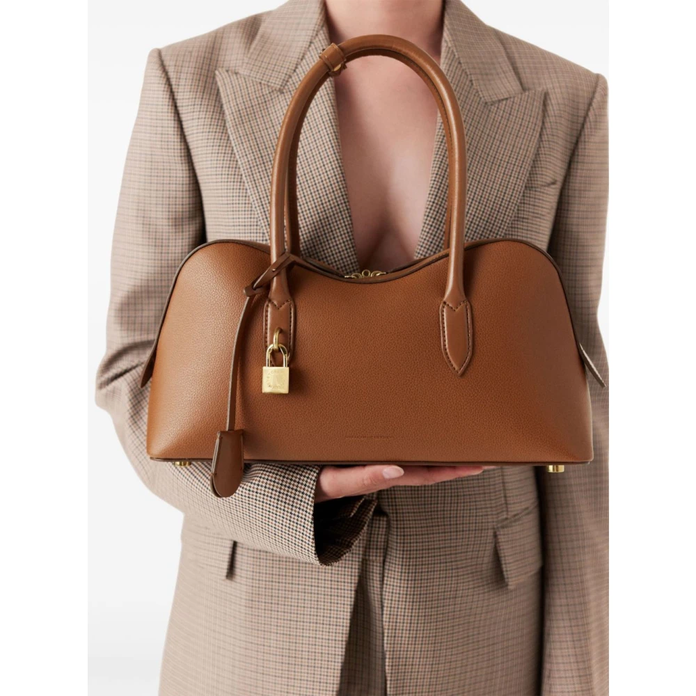 Stella Mccartney Bruine Leren Tassen met Hangslot Detail Brown Dames