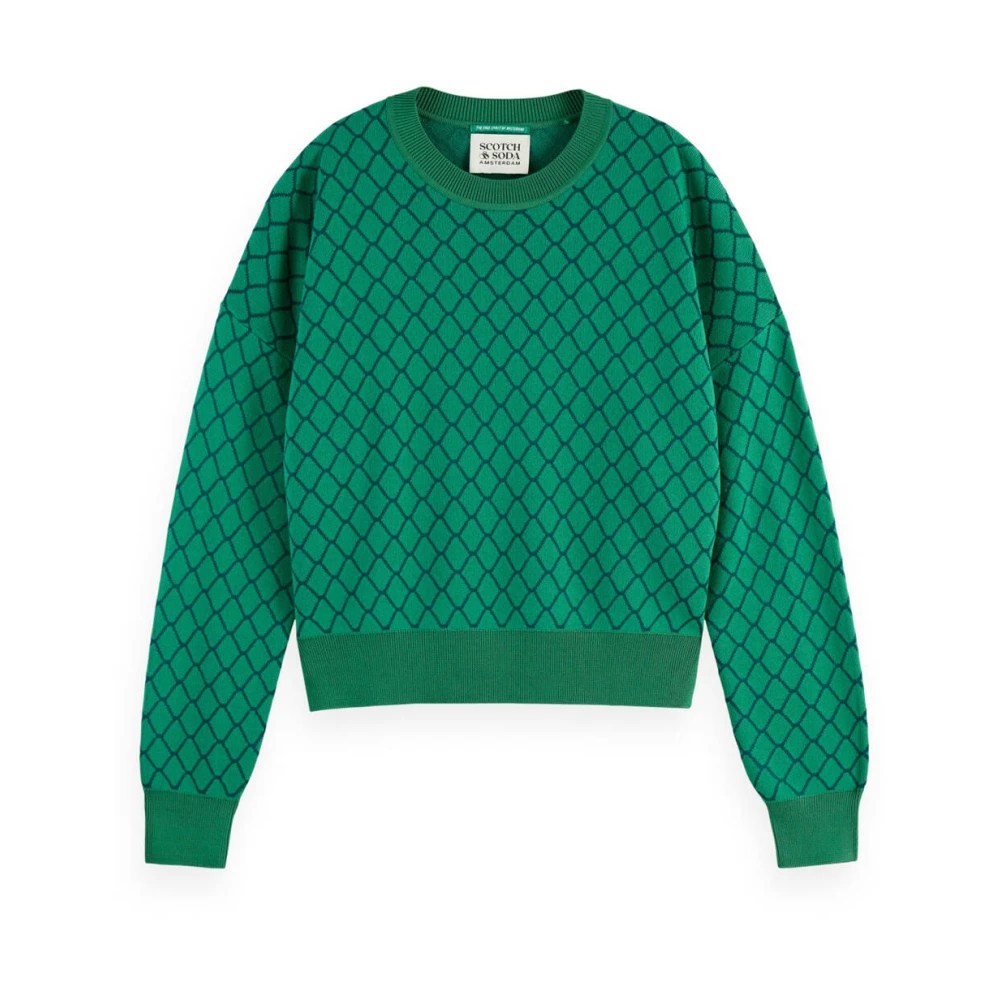 Scotch & Soda Jacquard Relaxte Pullover Sweater Green Dames
