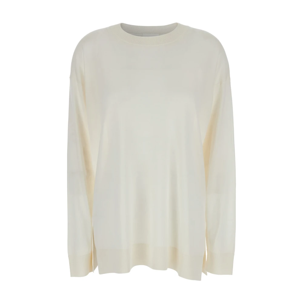 P.a.r.o.s.h. Witte Wol Zijde Mix Ronde Hals Sweater White Dames