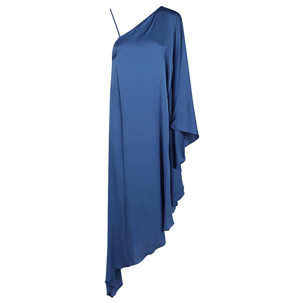 Silk95Five Blauwe Asymmetrische Zijden Jurk Blue Dames