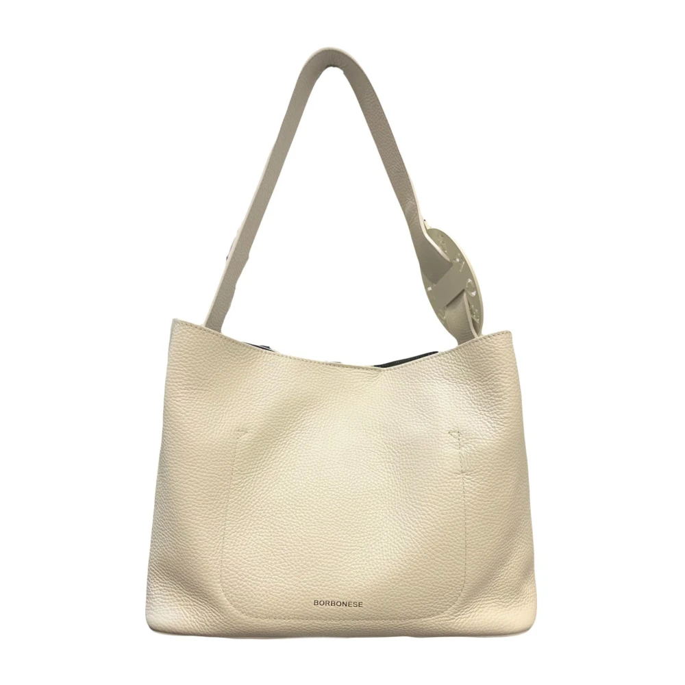 Borbonese Kleine Bucket Tas met Ritssluiting White Dames