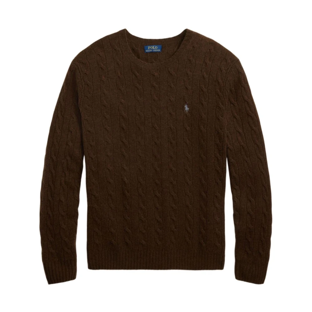 Polo Ralph Lauren Men's Brown Round-Neck Knitwear, Xl, Cable Knit Jumper