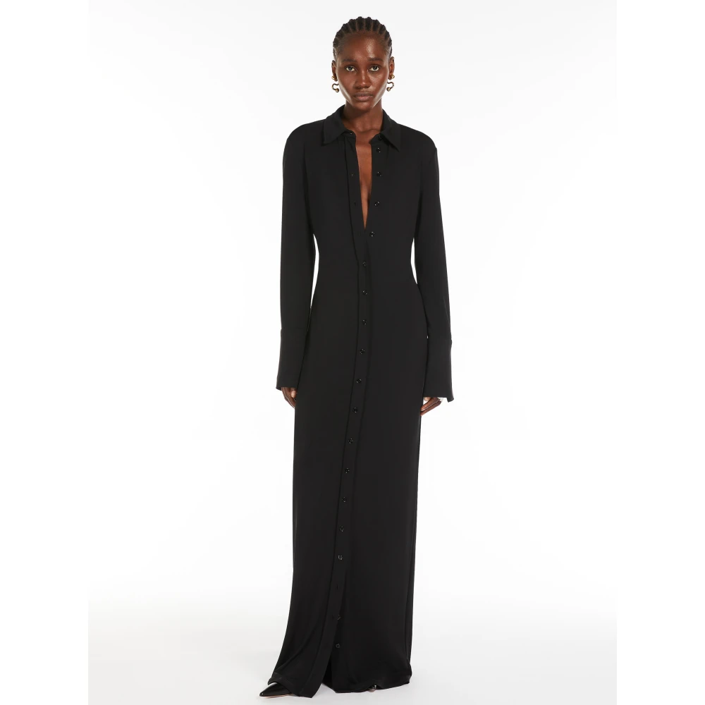 SPORTMAX Zwarte knoopjurk met open rug Black Dames
