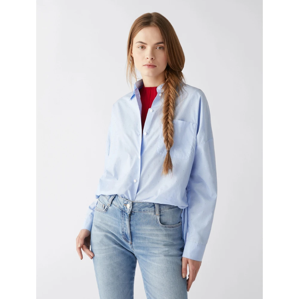 Pennyblack Poplin Overhemd met Strass Blue Dames