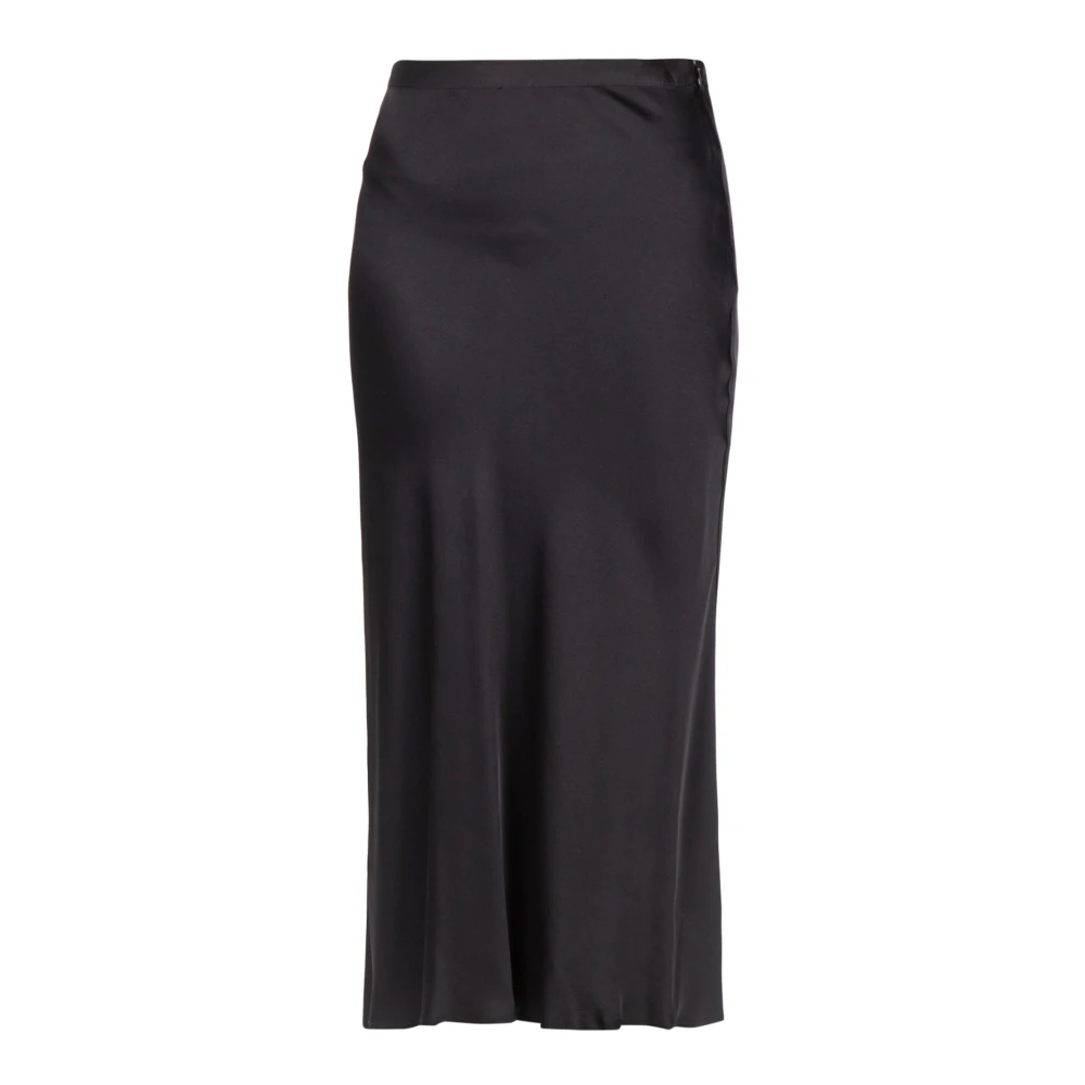 Jucca Midi satijnen rok met onzichtbare rits Black Dames