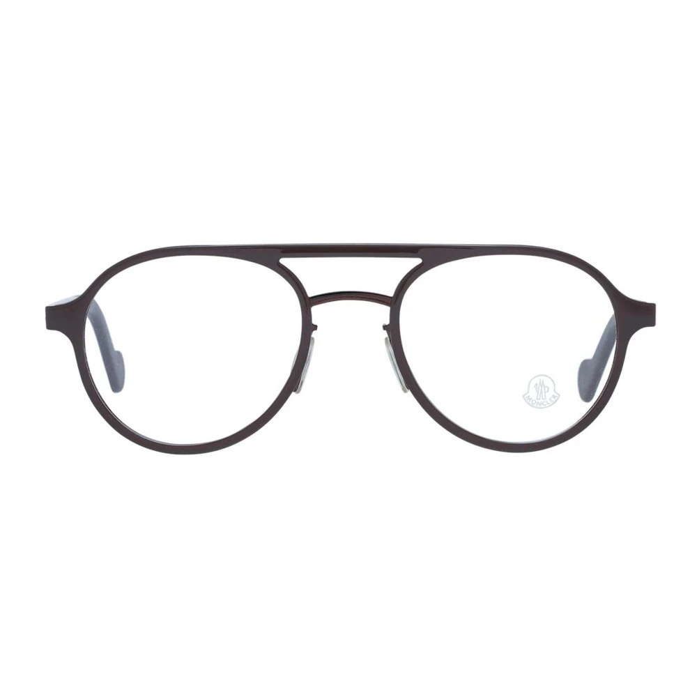 Moncler Bruine Metalen Aviator Optische Bril Brown Heren