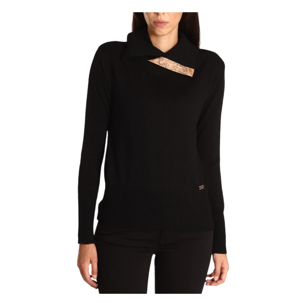 Alviero Martini 1a Classe Asymmetrische Zeilkraagtrui Zwart Black Dames