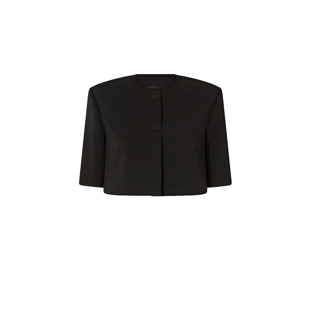 Pinko Women's Black Platano Spencer Canvas Jacket - Blazers - L - Jackets