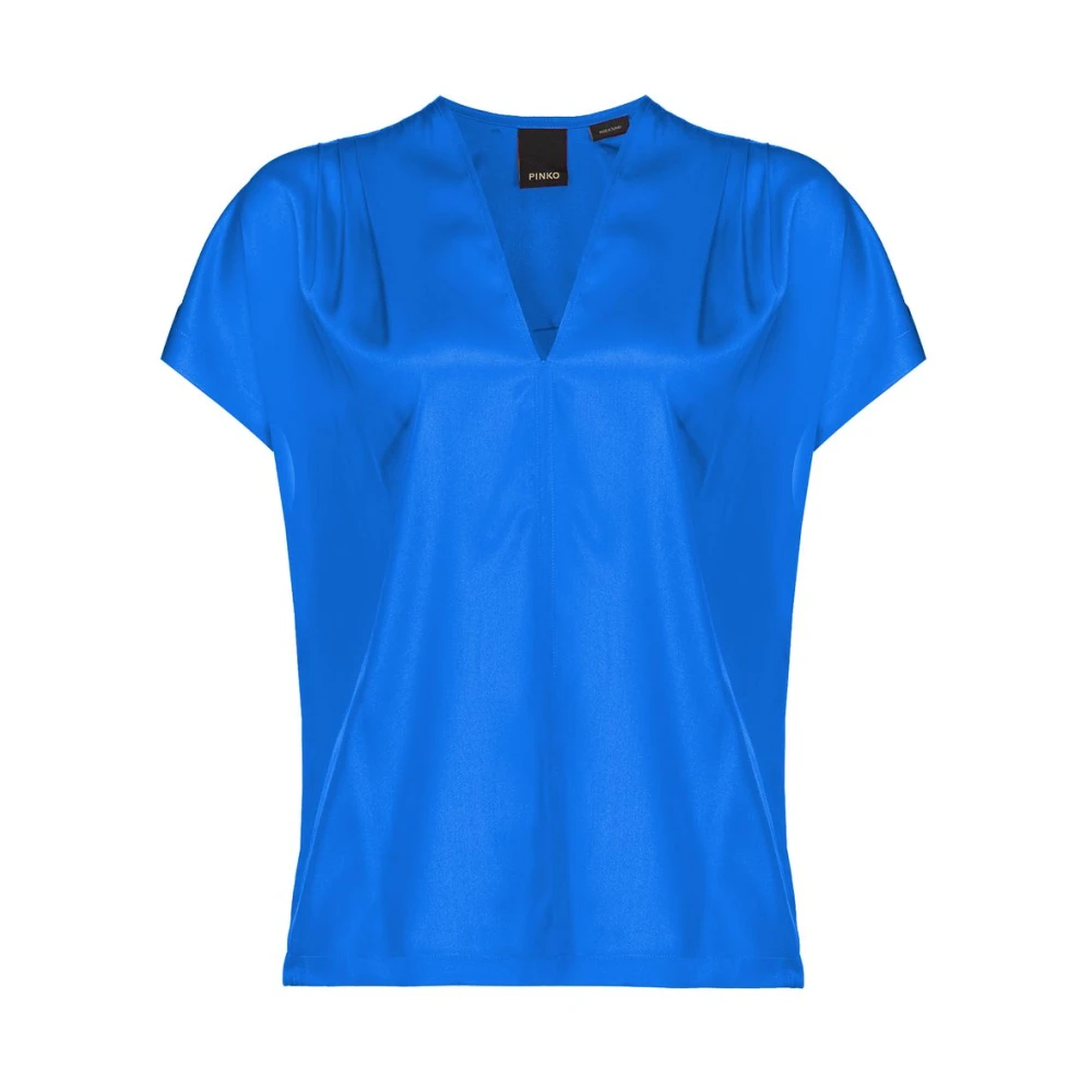 Pinko Flowing Silk Blouse met Ruches Blue Dames