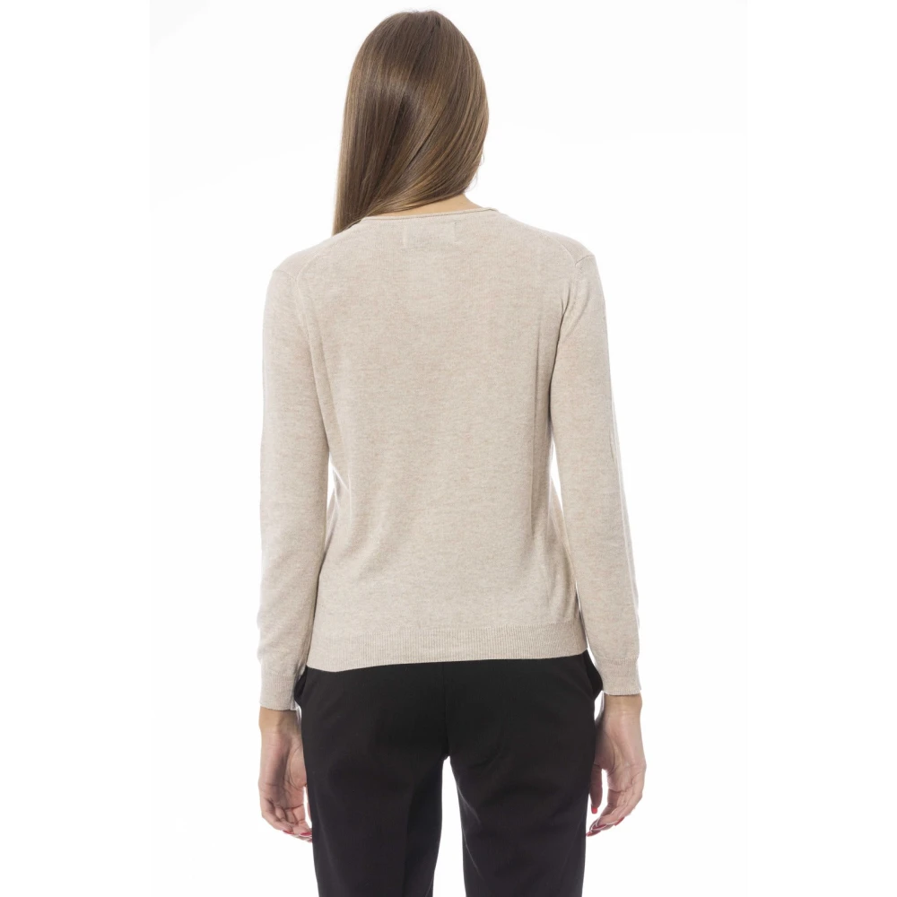 Baldinini V-hals Trui met Lange Mouwen Beige Dames