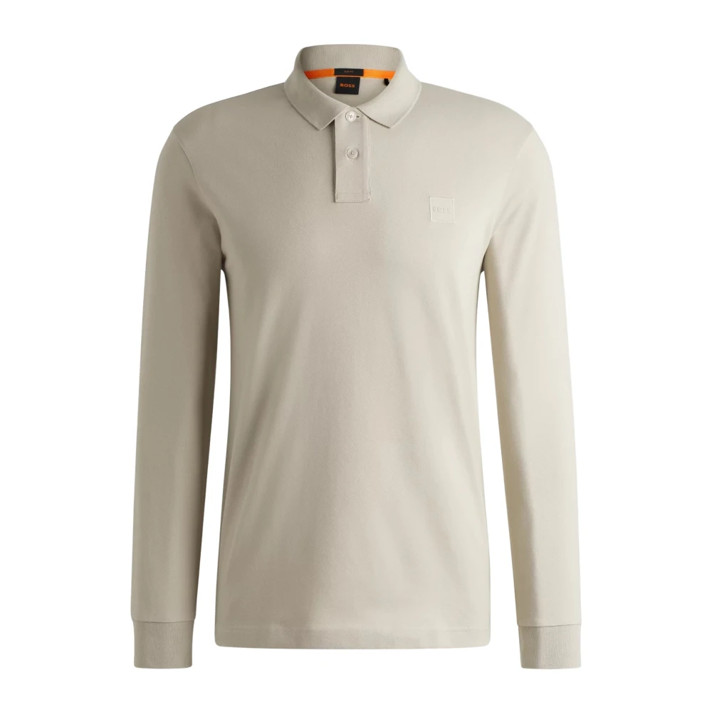 Hugo Boss Heren Passerby Lange Mouw Polo Shirt Beige Heren